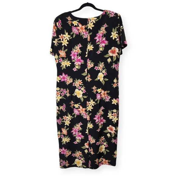 Kathie Lee Vintage Maxi Shift Dress Round Neck Short Sleeve Floral Size Large - Picture 2 of 12
